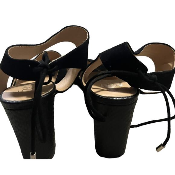 Franco Sarto Gem Lace-Up Block Heel Black Sandals Tie Strappy Formal Shoe Size 9 - Picture 10 of 11